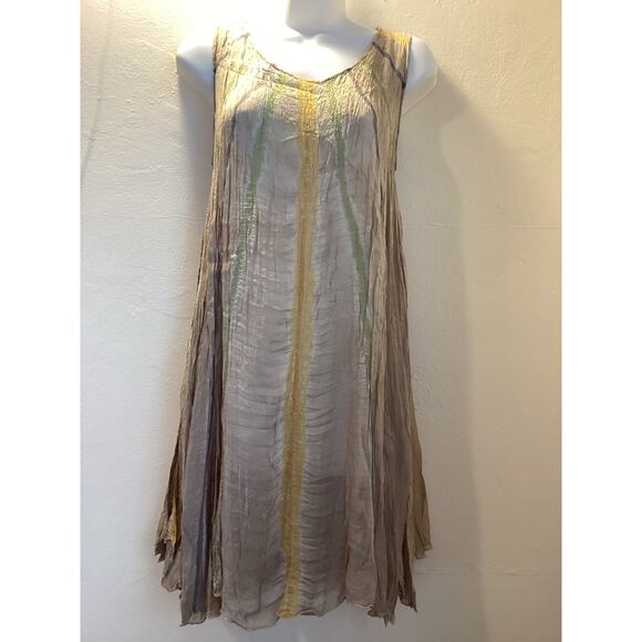 Viviana Uchitel NWT Chiffon Silk Crinkle Flowy Trapeze Sheer Midi Dress $435 2 S - Picture 6 of 6